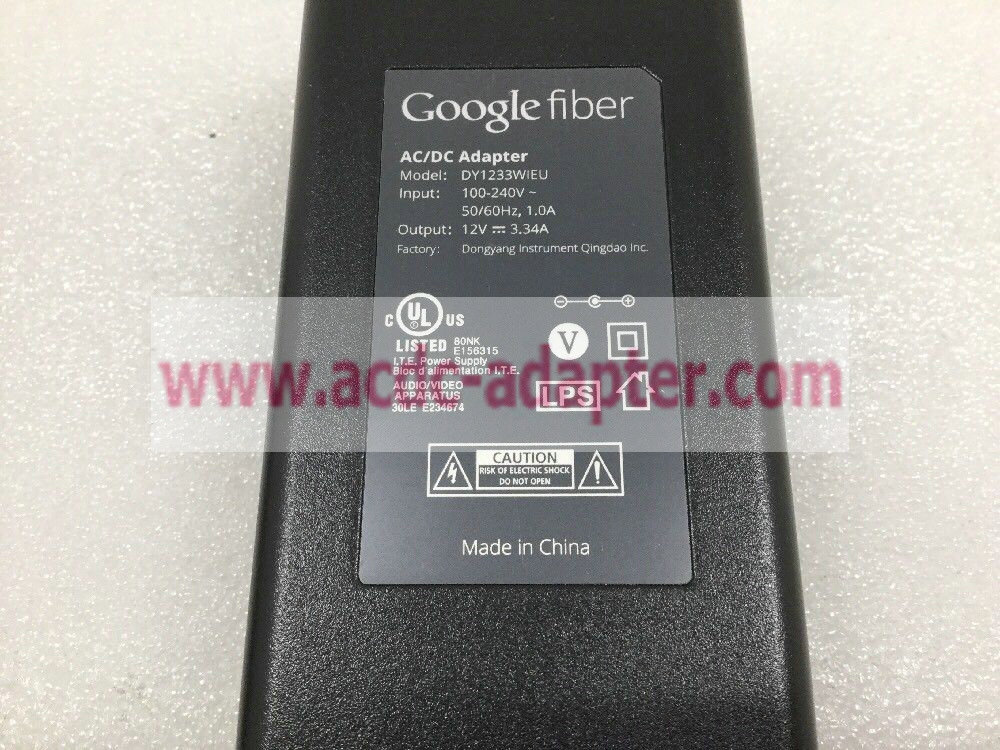 NEW Google Fiber AC Adapter DY1233WIEU 12v 3.34A Google Power Supply